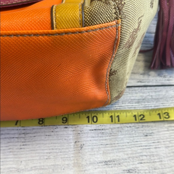 U.S. Polo Assn. Signature Canvas Satchel with Orange Leather Trim - Picture 7 of 8